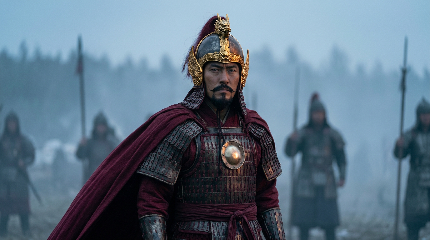 岳飞《满江红》怒发冲冠 — Yue Fei in Song dynasty armour, AI cinematic film still by Aurora Artscape 极光艺廊